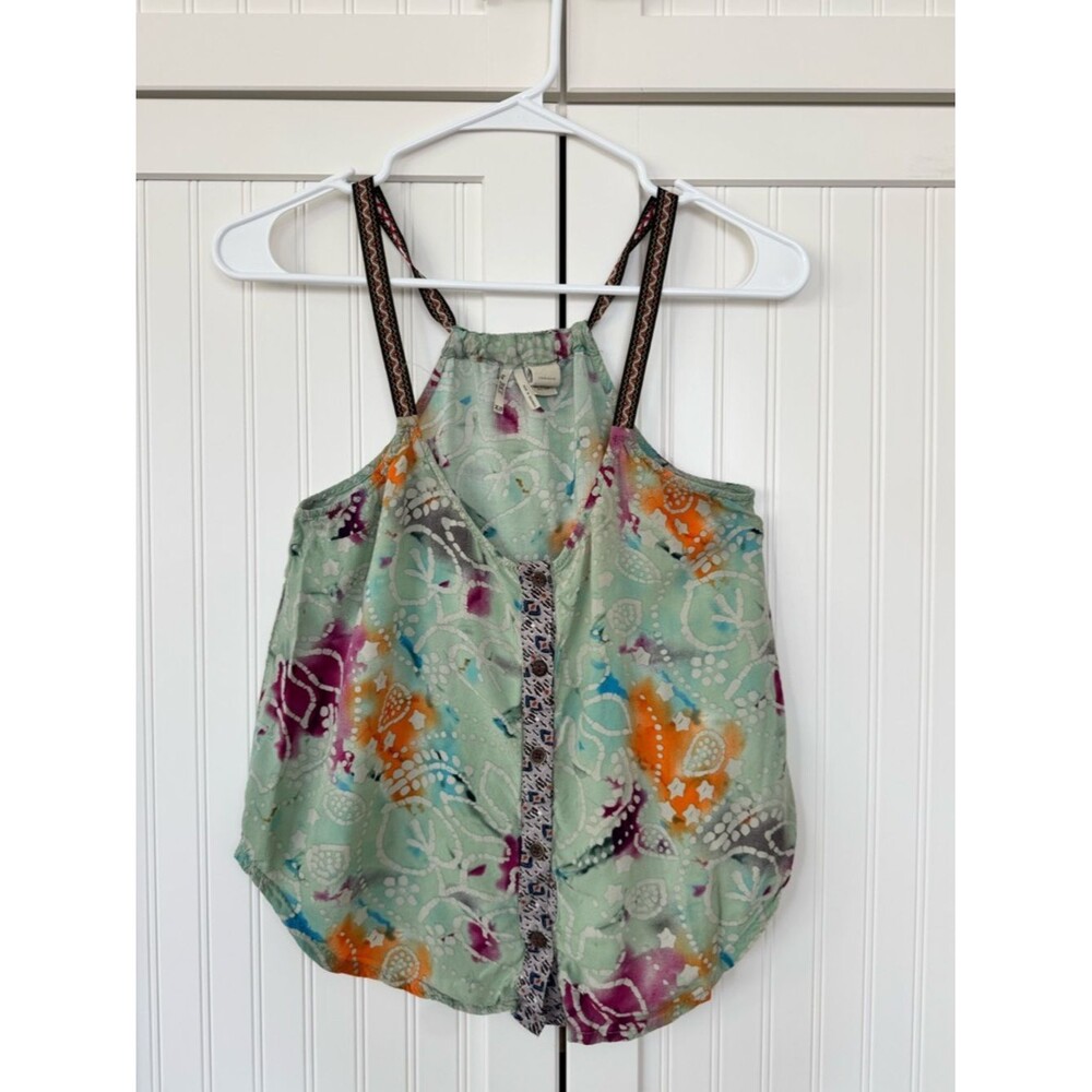 BKE Mint Multi Floral Indie Tank - Size XS - 100% Raton